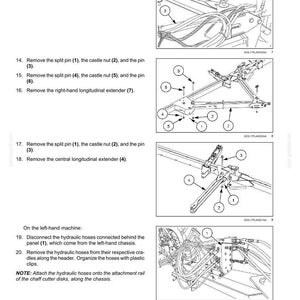 May include: Diagram of a frame assembly with numbered parts and instructions for disassembly. Includes split pins, castle nuts, and extenders. Text instructions are provided for each step of the process.