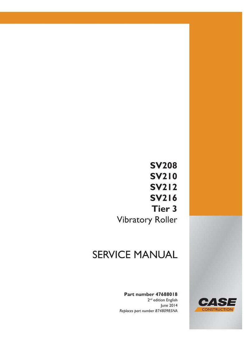 May include: A white service manual with orange and gray accents. The manual includes the text "SV208, SV210, SV212, SV216, Tier 3 Vibratory Roller, SERVICE MANUAL." The Case Construction logo is visible.