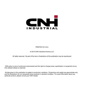 May include: A white document with the CNH Industrial logo in black and red. Text includes the company address in Pennsylvania, USA, and copyright information from 2015. The document is a technical publication.