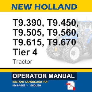 New Holland T9.390, T9.450, T9.505, T9.560, T9.615, T9.670 Tier 4 Tractor Operator Owners Operation Manual | Instant Pdf Download image 1