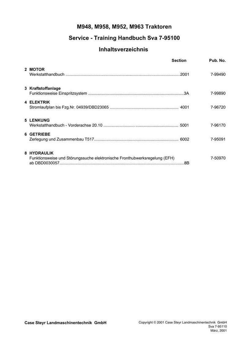Steyr M948, M958, M952, M963 Traktoren Wartungshandbuch Reparatur Werkstatthandbuch | PDF-Download image 2