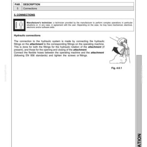 May include: A page from a manual with the CASE logo, titled "Primary Crusher" and "HC Series." It details installation instructions, including hydraulic connections, with diagrams and text. The page number is 4/6.