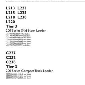 New Holland L213, L215, L218, L220, L223, L225, L230, C227, C232, C238 Tier 3 Loader Operator Owners Operation Manual | Instant Pdf Download image 3