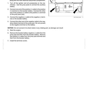 May include: A technical manual page titled 7-MAINTENANCE featuring instructions for an optional jump post. It includes a black and white line drawing of the jump post assembly with arrows pointing to connection points and numbered steps for use.