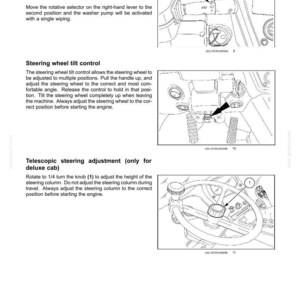 K&ouml;nnte beinhalten: Eine Seite aus einem technischen Handbuch mit dem Titel 3-CONTROLS AND INSTRUMENTS, die drei schwarz-wei&szlig;e Strichzeichnungen enth&auml;lt. Die Diagramme zeigen die Steuerung der Heckscheibenwaschanlage, einen Neigungsverstellhebel und einen Drehknopf.