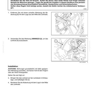 May include: A technical manual page titled Servolenkrad - Auswechseln Lenkrad, featuring black and white line drawings of a steering wheel assembly. It includes numbered diagrams, safety warnings in German, and instructions for removing and installing the steering wheel using tool 380000223.
