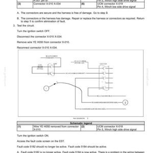 May include: Diagram of electrical system fault codes, including a schematic legend with numbered components and troubleshooting steps. Text includes instructions for testing the circuit and checking connectors. The document is dated and includes technical specifications.