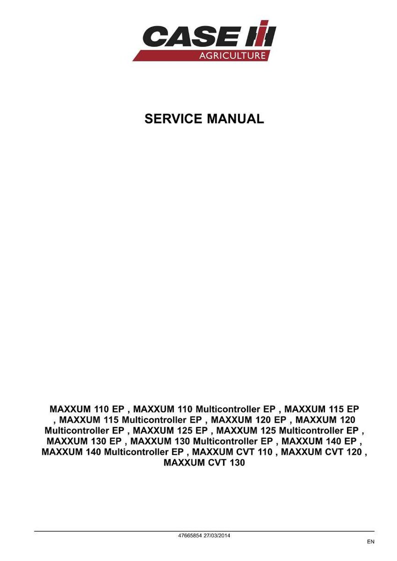 May include: A white service manual cover with the Case IH Agriculture logo in red and black. The text "SERVICE MANUAL" is centered below the logo. The bottom of the cover lists MAXXUM tractor models.