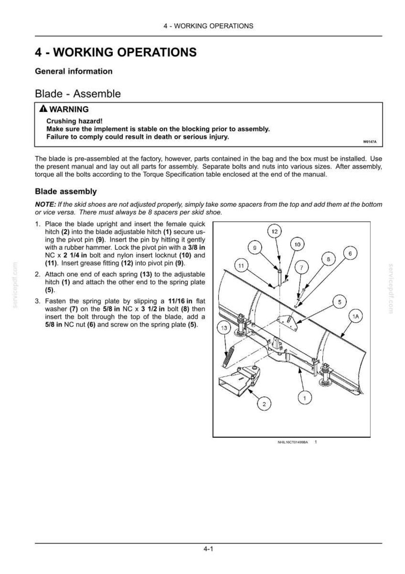 New Holland 72CBH, 84CBH Front Blade for Compact Tractor Attachment Operator Owners Operation Manual | Instant PDF Download image 7