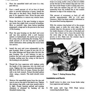 May include: Technical diagram with instructions for assembling a mechanical component. The image includes text, diagrams, and measurements in inches and millimeters. The text describes the final assembly process, including steps for installing and securing various parts.