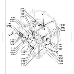 May include: Diagram of electrical systems, harnesses, and connectors. The image shows a detailed schematic with numerous wires, connectors, and labels such as X-023, X-329, and X-347. The diagram is labeled "Electrical systems - Harnesses and connectors."
