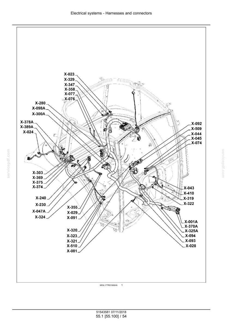 May include: Diagram of electrical systems, harnesses, and connectors. The image shows a detailed schematic with numerous wires, connectors, and labels such as X-023, X-329, and X-347. The diagram is labeled "Electrical systems - Harnesses and connectors."
