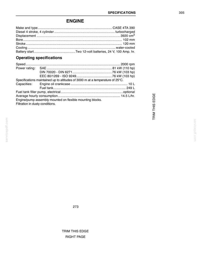 May include: A detailed technical specification sheet for an engine, featuring text and data points. Key details include engine type, displacement (3920 cm&sup3;), bore (102 mm), and stroke (120 mm). The sheet also lists operating specifications like speed (2000 rpm) and power rating.