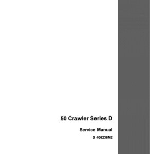 K&ouml;nnte beinhalten: Ein wei&szlig;es Servicehandbuch mit dem Titel "50 Crawler Series D" mit dem Text "Service Manual" und der Seriennummer "S 406236M2". Das Case-Logo befindet sich in der unteren rechten Ecke. Das Wort "Reprinted" steht in einem Feld.