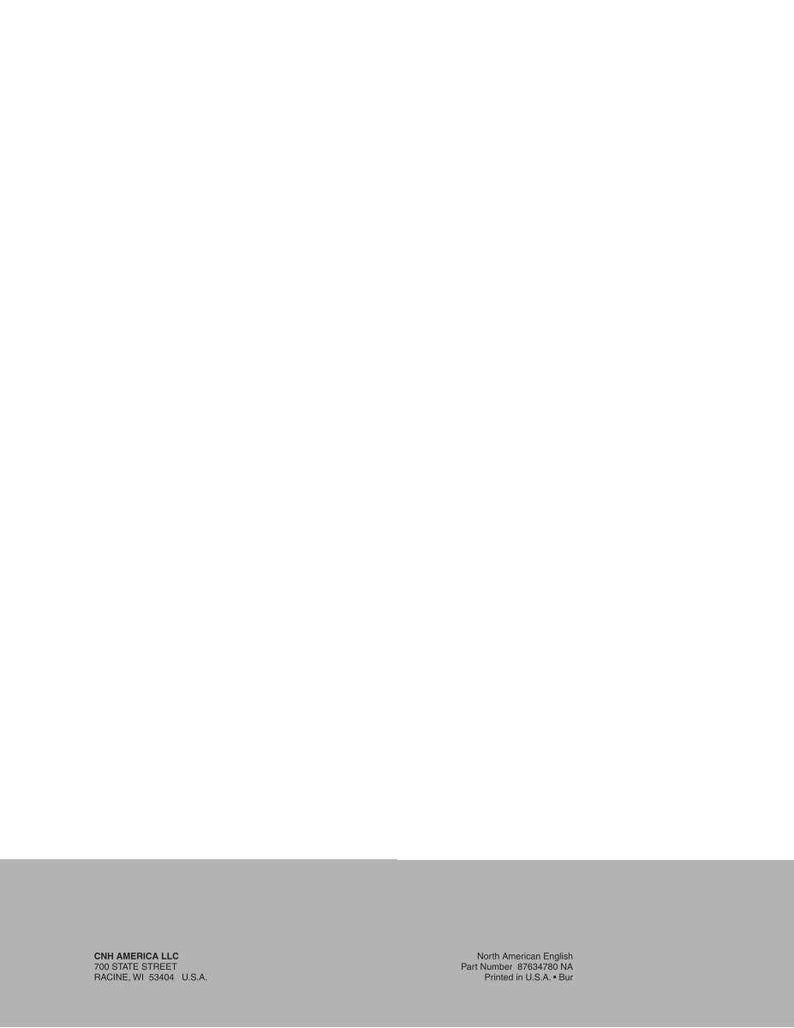 May include: A white background with a gray bottom border. Text at the bottom reads "CNH AMERICA LLC 700 STATE STREET RACINE WI 53404 U.S.A." and "North American English Part Number 67634780 NA Printed in U.S.A. Bur."