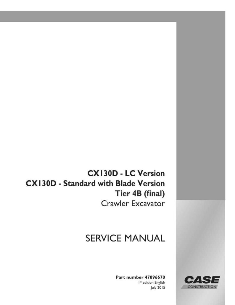 May include: A white service manual with the text "CX130D - LC Version", "CX130D - Standard with Blade Version", "Tier 4B (final)", and "Crawler Excavator". The title "SERVICE MANUAL" is also visible. The Case Construction logo is in the bottom right.