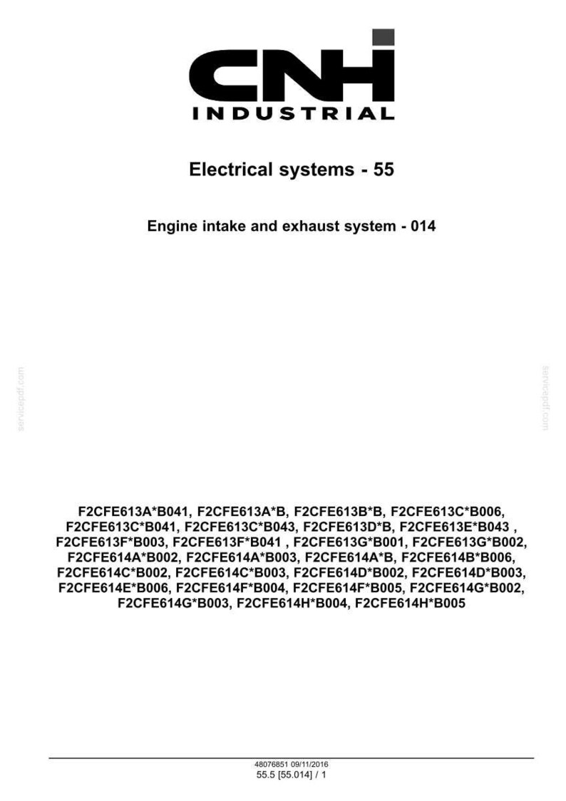 May include: A white background features the black CNH INDUSTRIAL logo above text for Electrical systems - 55 and Engine intake and exhaust system - 014. Below are several lines of product codes.