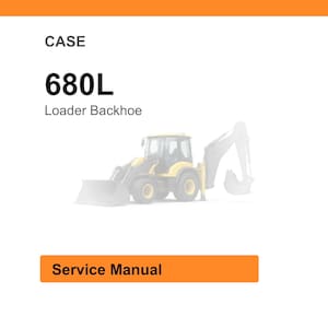 May include: Image of a CASE 680L Loader Backhoe service manual. The image features the text "CASE" at the top, followed by "680L" in bold font, and "Loader Backhoe" below. An orange rectangle at the bottom reads "Service Manual".