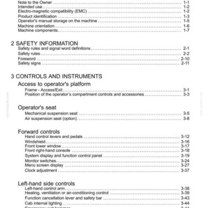 Puede incluir: Un documento blanco titulado "Contenido" con una lista de temas y n&uacute;meros de p&aacute;gina. Los temas incluyen informaci&oacute;n general, informaci&oacute;n de seguridad, controles e instrumentos. El documento es un manual.