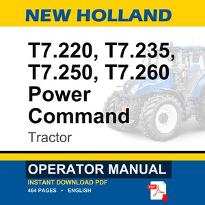 New Holland T7.220, T7.235, T7.250, T7.260 Power Command Tractor Operator Owners Operation Manual | Instant Pdf Download image 1
