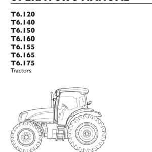 Pode incluir: Um manual do operador para tratores New Holland T6.120, T6.140, T6.150, T6.160, T6.155, T6.165 e T6.175. A capa apresenta um desenho de linha em preto e branco de um trator, n&uacute;mero da pe&ccedil;a 84484550, 1&ordf; edi&ccedil;&atilde;o em ingl&ecirc;s, janeiro de 2012.