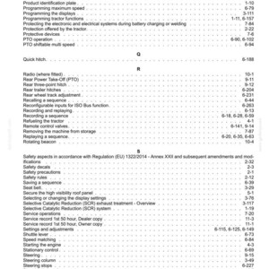 Pu&ograve; includere: Una pagina di indice in bianco e nero tratta da un manuale tecnico, contenente voci in ordine alfabetico da Pneumatic Trailer Brake Stabilization System a Switches on roof, con i relativi numeri di pagina elencati sulla destra.