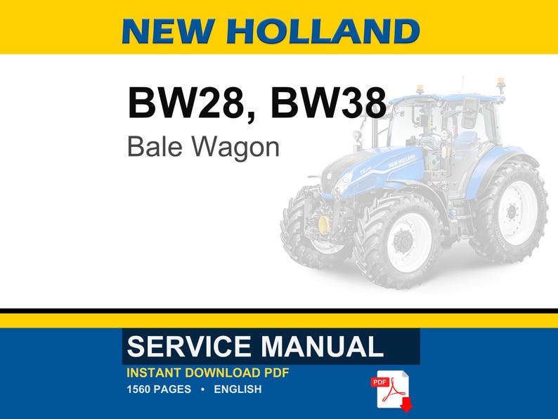 New Holland BW28, BW38 Bale Wagon Service Repair Workshop Manual | Instant PDF Download image 1