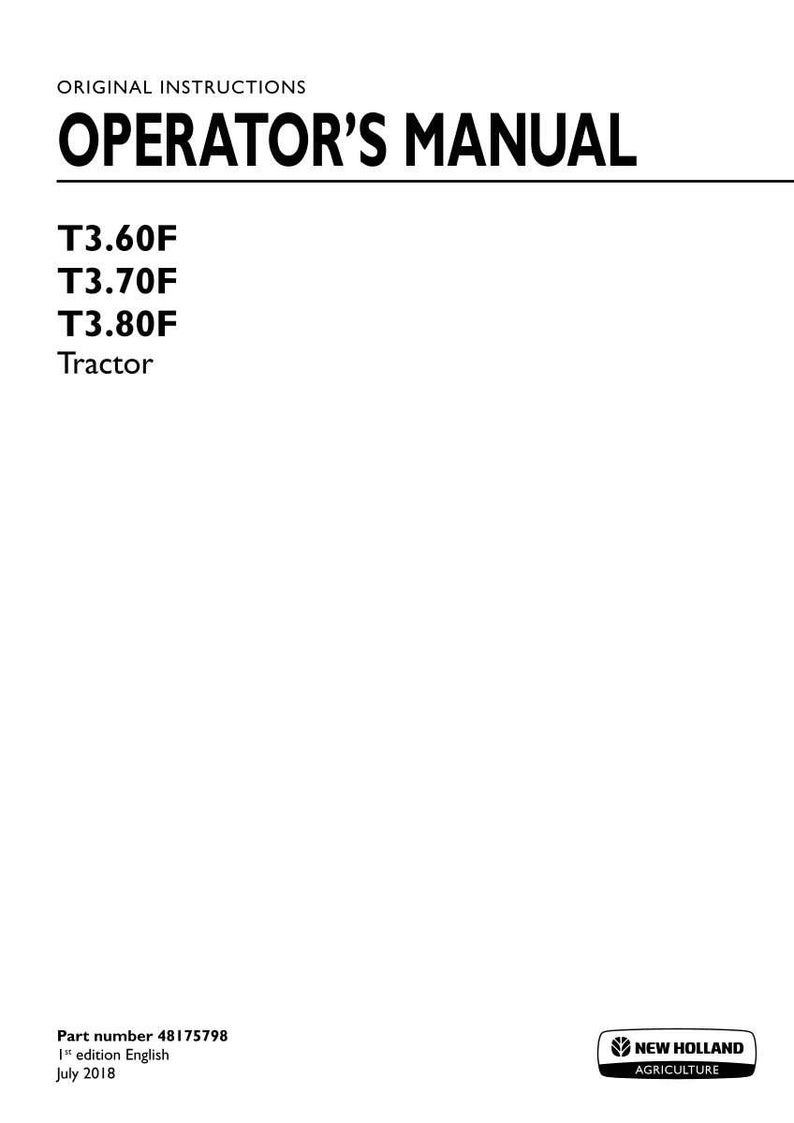 Manual do Operador/Proprietário do Trator New Holland T3.60f, T3.70f, T3.80F | Download imediato em PDF imagem 3