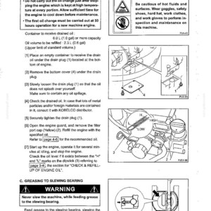 Op de afbeelding: Een technische handleidingpagina getiteld MAINTENANCE - 250Hr, met details over procedures voor het verversen van motorolie, waarschuwingen, diagrammen van aftappluggen en peilstokmarkeringen. Het specificeert een bijvulvolume van 2,3 L olie.