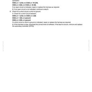 May include: A page from a manual detailing electrical system checks. The text includes instructions for checking open and short circuits, specifying connector pins and actions to take. The document is titled "SECTION 55 - ELECTRICAL SYSTEM - CHAPTER 10C".