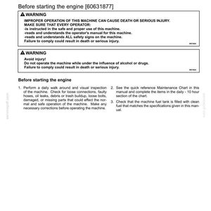 Op de afbeelding: Een pagina uit een handleiding. De titel luidt "4 - BEDIENINGSINSTRUCTIES" en "INBEDRIJFSTELLING VAN DE UNIT". De pagina bevat veiligheidswaarschuwingen en instructies voor het starten van de motor.
