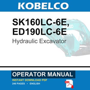 Kobelco Sk160lc-6e, ED190LC-6E Hydraulic Excavator Operator Owners Operation Manual | Instant PDF Download image 1