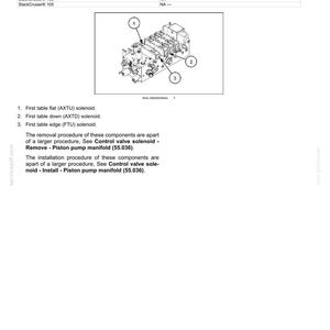 May include: Diagram of a first table sensor and solenoid assembly, with callouts for key components. The image includes text labels and a service instruction title. The diagram is for a bale loading electrical system.