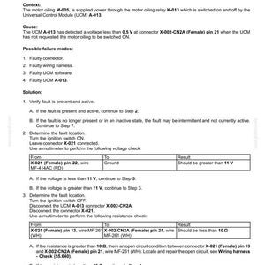 May include: Technical document detailing fault codes for electrical systems, focusing on the 465-Oiling relay line. Includes troubleshooting steps, voltage checks, and resistance measurements for automotive repair.
