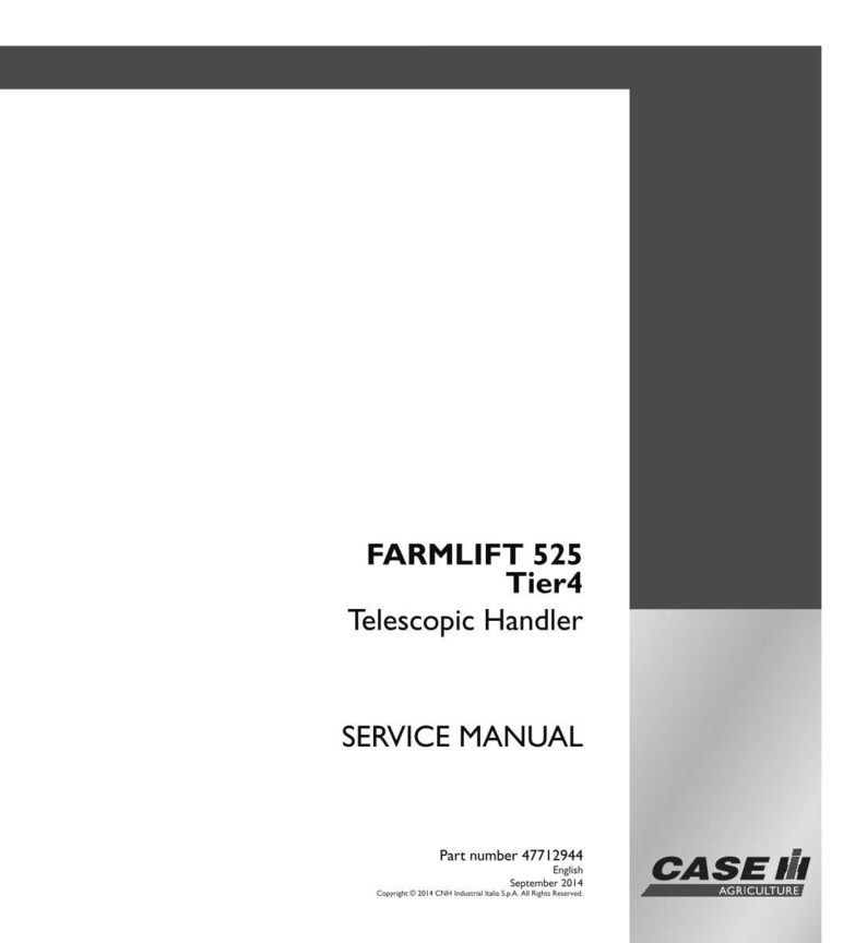 Peut inclure: Un manuel de service blanc intitul&eacute; "FARMLIFT 525 Tier4 Telescopic Handler". La couverture comprend le texte "SERVICE MANUAL" et le logo Case IH Agriculture. Le num&eacute;ro de pi&egrave;ce 47712944 est visible.