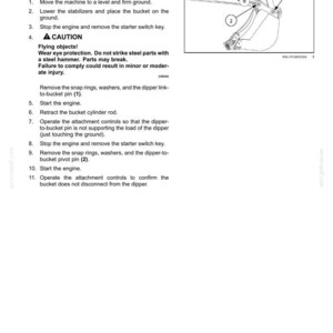 May include: Diagram of a straight links coupler with numbered parts and instructions. Text includes safety warnings about flying objects and eye protection. The image is from a service manual.