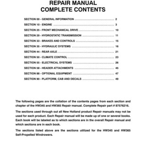 New Holland HW345, HW365 Self-Propelled Windrower Service Repair Workshop Manual | Instant PDF Download image 3