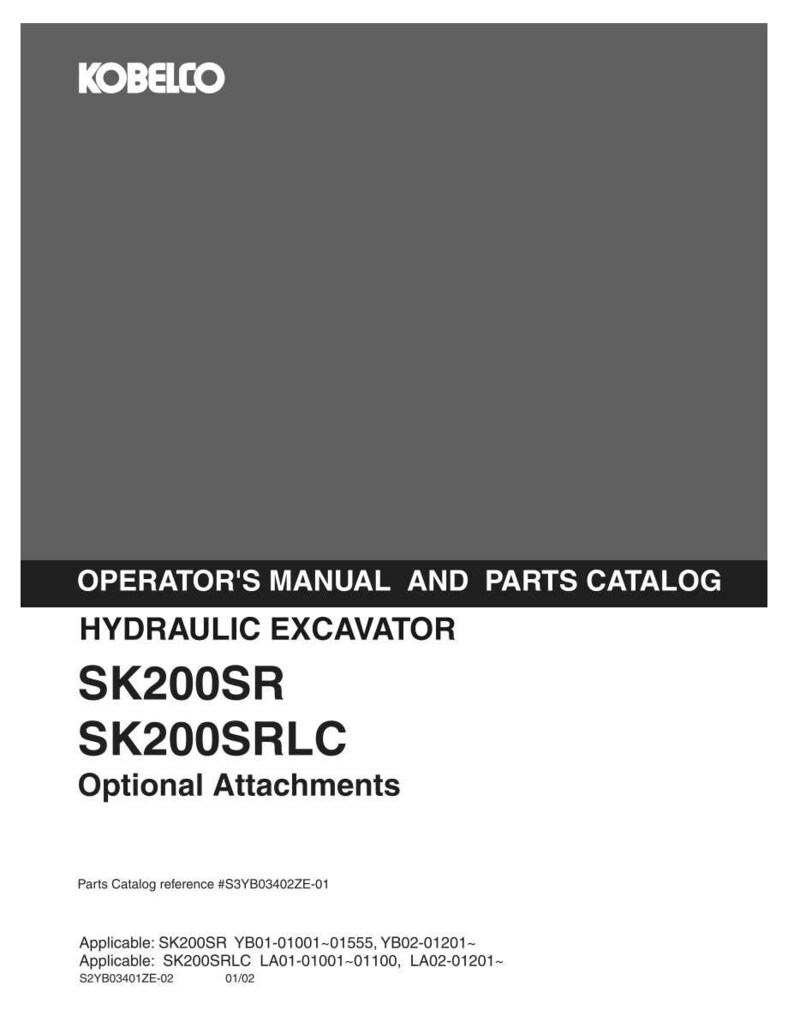 Kobelco SK200SR, SK200SRLC Hydraulic Excavator Operator Owners Operation Manual | Instant PDF Download image 2