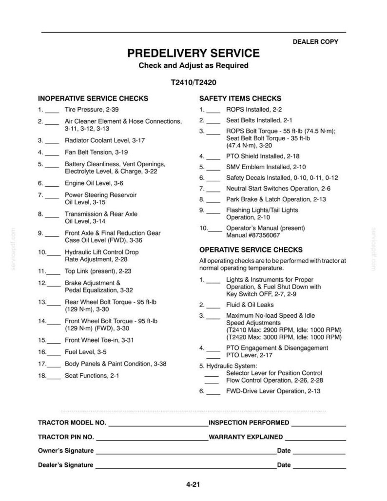 Manual de operación y mantenimiento del tractor New Holland T2410 y T2420 / Descarga instantánea en PDF imagen 11