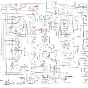 May include: A detailed technical diagram with numerous lines, boxes, and symbols in black, red, green, and blue on a white background. The diagram appears to be a schematic or blueprint, possibly for an electronic device or system.