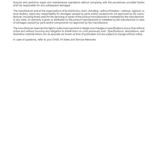 May include: A white page with black text titled "Foreword - Important notice regarding equipment servicing." The text details instructions for equipment repair and maintenance, emphasizing qualified personnel and special tools. The document includes a date and a page number.