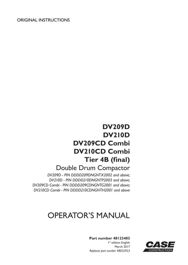 May include: White document with the text "ORIGINAL INSTRUCTIONS" at the top. The document lists models DV209D, DV210D, DV209CD Combi, and DV210CD Combi. It also includes "OPERATOR'S MANUAL" and "CASE CONSTRUCTION" logos.