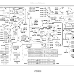 May include: Diagram of an electrical system, featuring a complex network of lines, symbols, and labels. The diagram is in black and white, with text indicating various components and connections. The title "Electrical systems - Electrical system" is at the top.