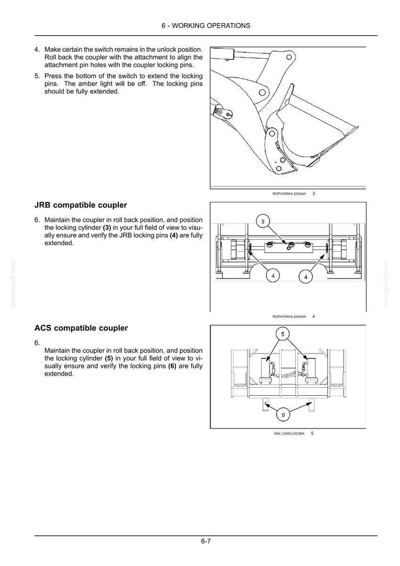 May include: Diagram showing coupler working operations, including JRB and ACS compatible coupler illustrations. Features numbered components and instructions. Text includes "Working Operations" and "JRB compatible coupler".