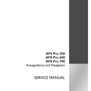 May include: A white service manual with the text "AFS Pro 300, AFS Pro 600, AFS Pro 700, Autoguidance and Navigation, SERVICE MANUAL." The manual includes the part number 47698332 and the Case IH Agriculture logo.
