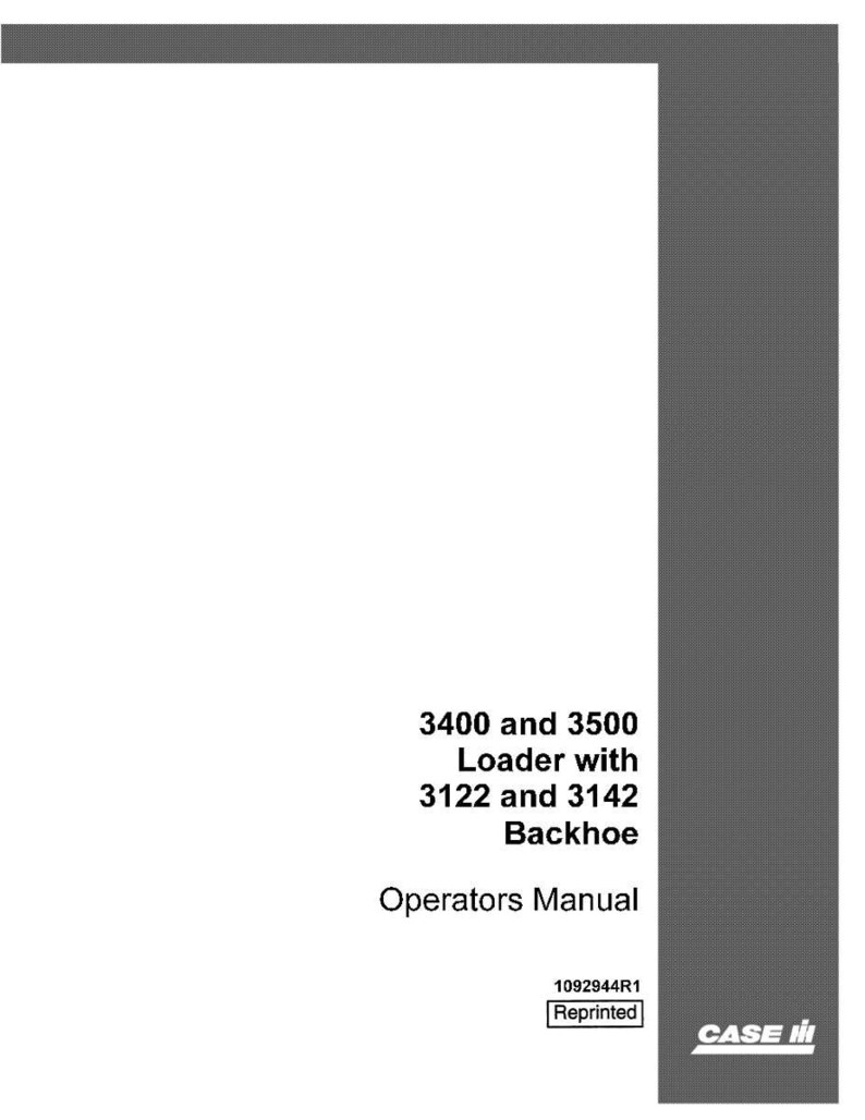 May include: A white manual with the text "3400 and 3500 Loader with 3122 and 3142 Backhoe Operators Manual." The manual has a gray textured border on the right side and the Case IH logo.