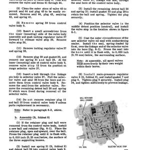 May include: A page from a manual titled "SERIES TT, TTB 2001 POWERSHIFT TRANSMISSIONS." The text details steps for valve body assembly, including installing seals, springs, and plugs. An illustration of the control valve body assembly is shown.