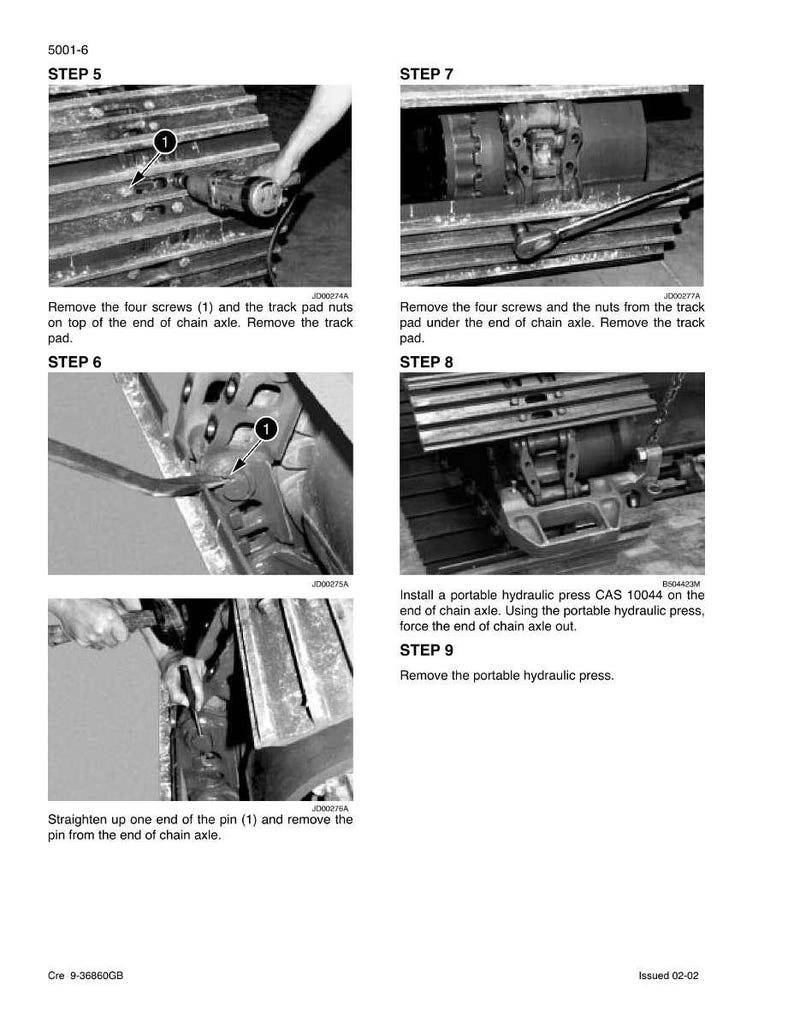 May include: A technical diagram with step-by-step instructions for machinery maintenance. The image shows close-up views of mechanical components, including screws, nuts, and a hydraulic press. Text labels indicate each step in the process.