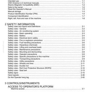 Puede incluir: Una p&aacute;gina de documento titulada "Contenido" con una lista de informaci&oacute;n general y de seguridad. El documento incluye secciones sobre reglas de seguridad, controles e informaci&oacute;n del operador. El texto es negro sobre fondo blanco.