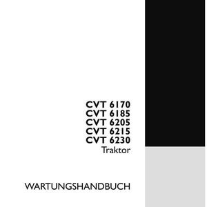 May include: A white maintenance manual cover with black text reading WARTUNGSHANDBUCH, CVT 6170, CVT 6185, CVT 6205, CVT 6215, CVT 6230, Traktor, Teilenummer 47524316, Deutsch, Mai 2013, and the STEYR logo in the bottom right corner.
